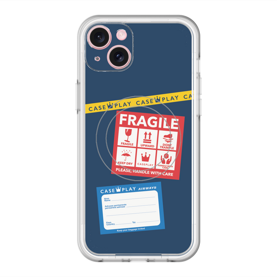 スリムプロテクションプレミアムケース with MagSafe［ FRAGILE Stickers - Navy ］