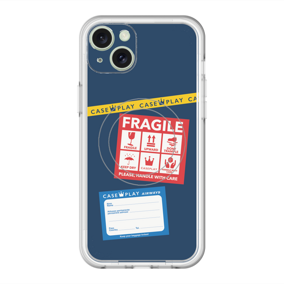 スリムプロテクションプレミアムケース with MagSafe［ FRAGILE Stickers - Navy ］