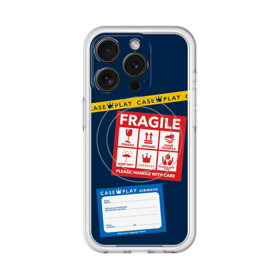 スリムプロテクションプレミアムケース with MagSafe［ FRAGILE Stickers - Navy ］