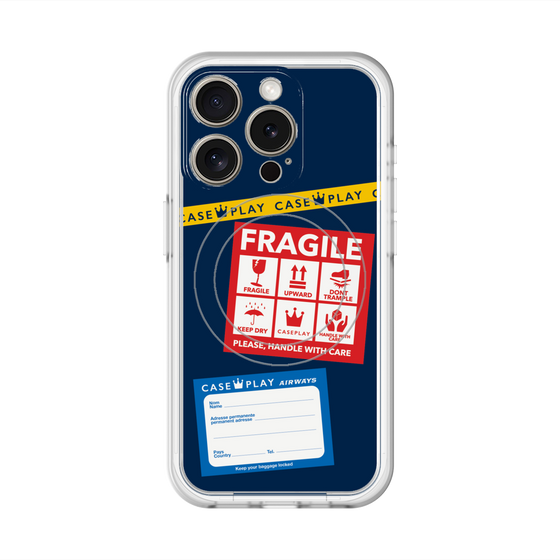 スリムプロテクションプレミアムケース with MagSafe［ FRAGILE Stickers - Navy ］