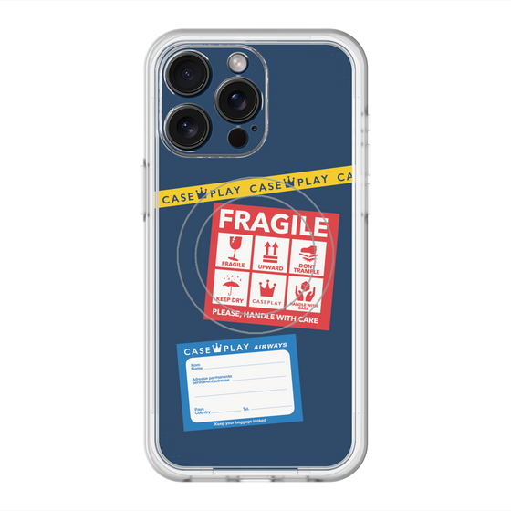 スリムプロテクションプレミアムケース with MagSafe［ FRAGILE Stickers - Navy ］