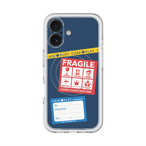 スリムプロテクションプレミアムケース with MagSafe［ FRAGILE Stickers - Navy ］