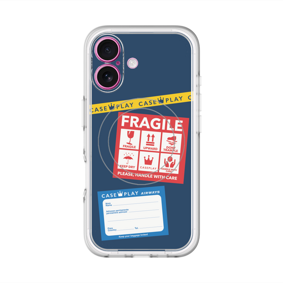 スリムプロテクションプレミアムケース with MagSafe［ FRAGILE Stickers - Navy ］