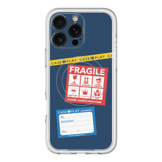 スリムプロテクションプレミアムケース with MagSafe［ FRAGILE Stickers - Navy ］