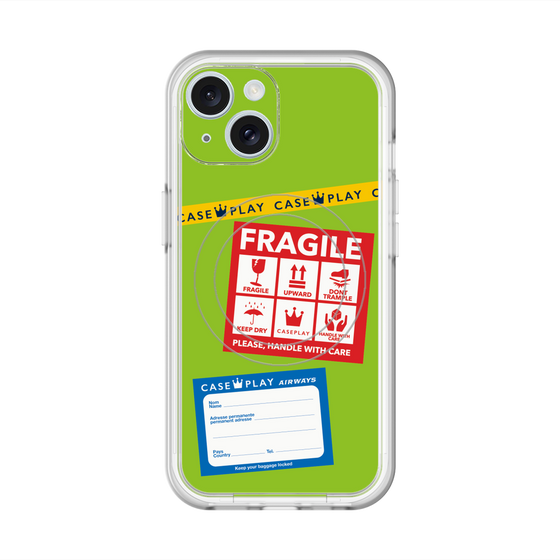 スリムプロテクションプレミアムケース with MagSafe［ FRAGILE Stickers - Green ］