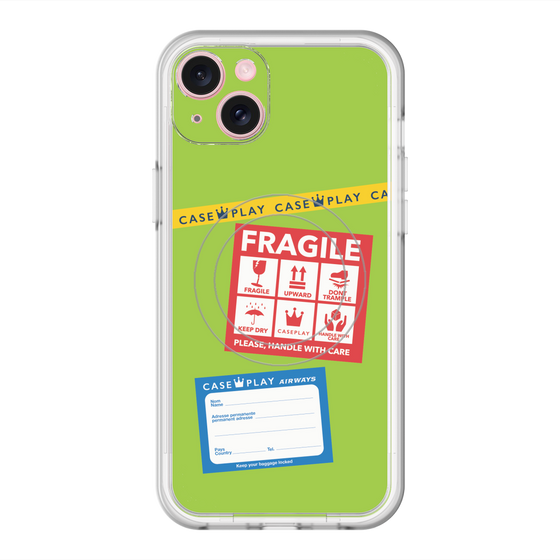 スリムプロテクションプレミアムケース with MagSafe［ FRAGILE Stickers - Green ］