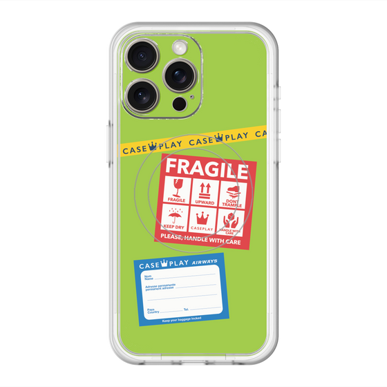 スリムプロテクションプレミアムケース with MagSafe［ FRAGILE Stickers - Green ］