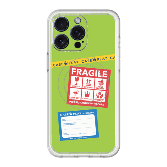 スリムプロテクションプレミアムケース with MagSafe［ FRAGILE Stickers - Green ］