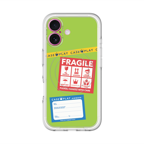 スリムプロテクションプレミアムケース with MagSafe［ FRAGILE Stickers - Green ］