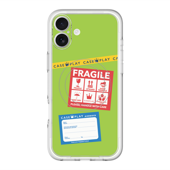スリムプロテクションプレミアムケース with MagSafe［ FRAGILE Stickers - Green ］