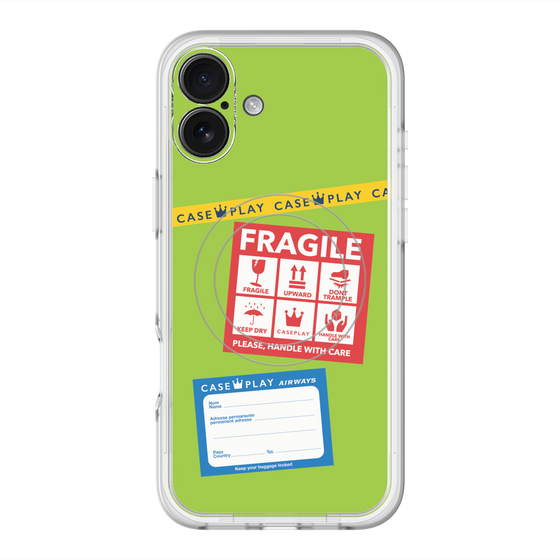 スリムプロテクションプレミアムケース with MagSafe［ FRAGILE Stickers - Green ］
