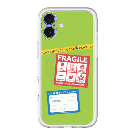 スリムプロテクションプレミアムケース with MagSafe［ FRAGILE Stickers - Green ］