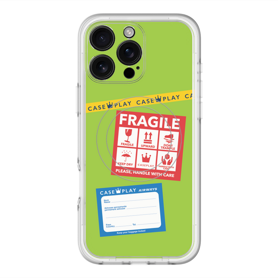 スリムプロテクションプレミアムケース with MagSafe［ FRAGILE Stickers - Green ］