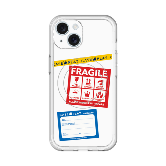 スリムプロテクションプレミアムケース with MagSafe［ FRAGILE Stickers - White ］