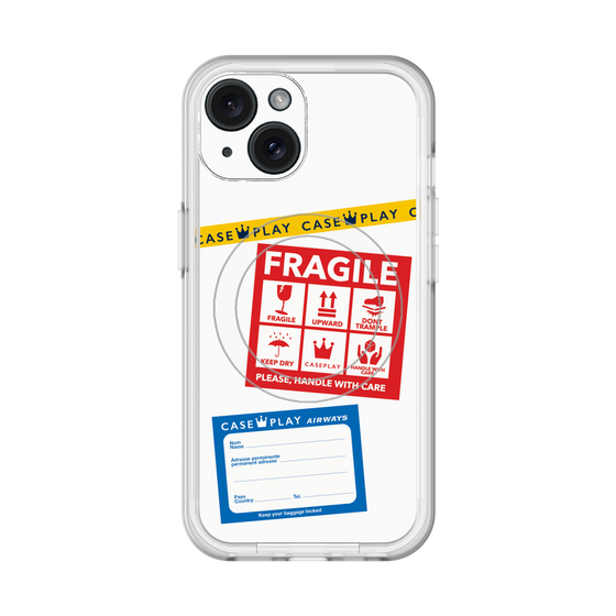 スリムプロテクションプレミアムケース with MagSafe［ FRAGILE Stickers - White ］