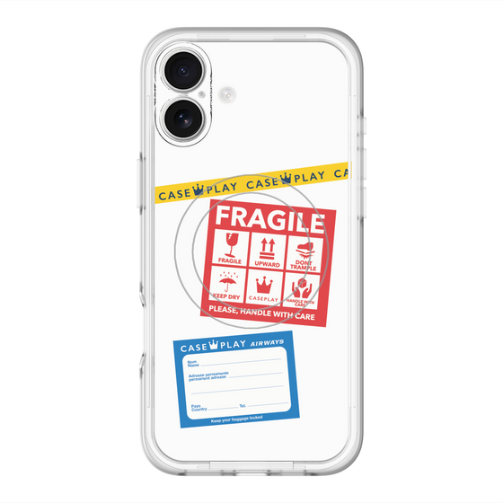 スリムプロテクションプレミアムケース with MagSafe［ FRAGILE Stickers - White ］