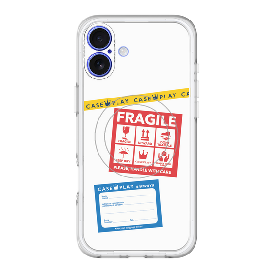 スリムプロテクションプレミアムケース with MagSafe［ FRAGILE Stickers - White ］