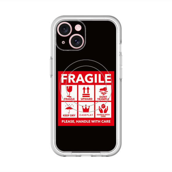 スリムプロテクションプレミアムケース with MagSafe［ FRAGILE Sticker - Black ］