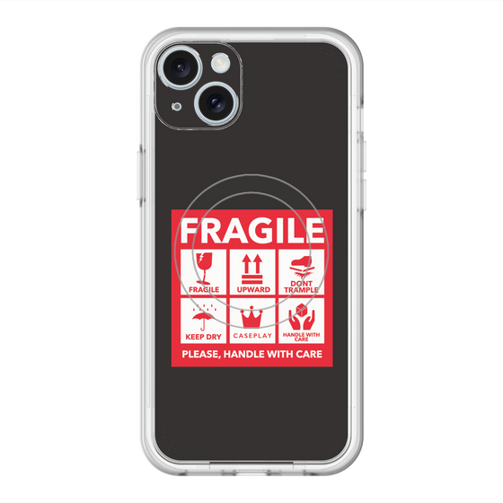 スリムプロテクションプレミアムケース with MagSafe［ FRAGILE Sticker - Black ］