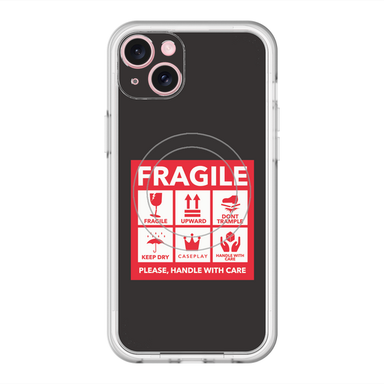 スリムプロテクションプレミアムケース with MagSafe［ FRAGILE Sticker - Black ］
