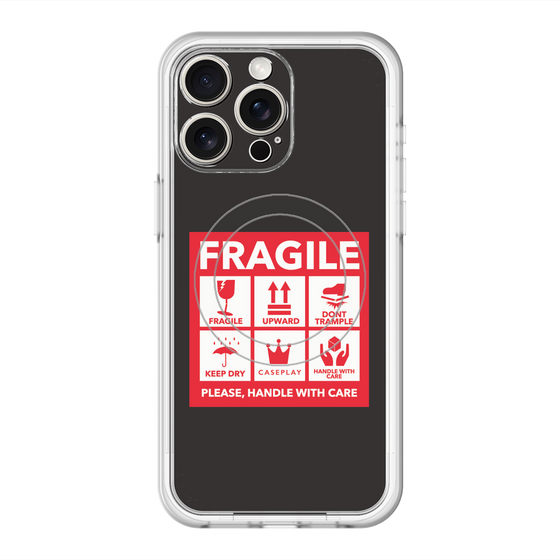 スリムプロテクションプレミアムケース with MagSafe［ FRAGILE Sticker - Black ］