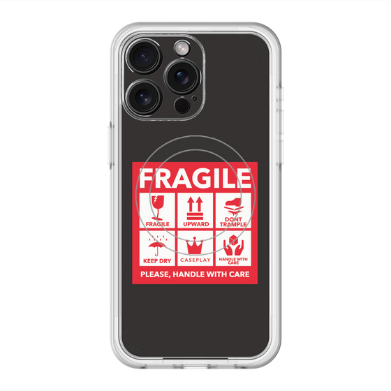 スリムプロテクションプレミアムケース with MagSafe［ FRAGILE Sticker - Black ］