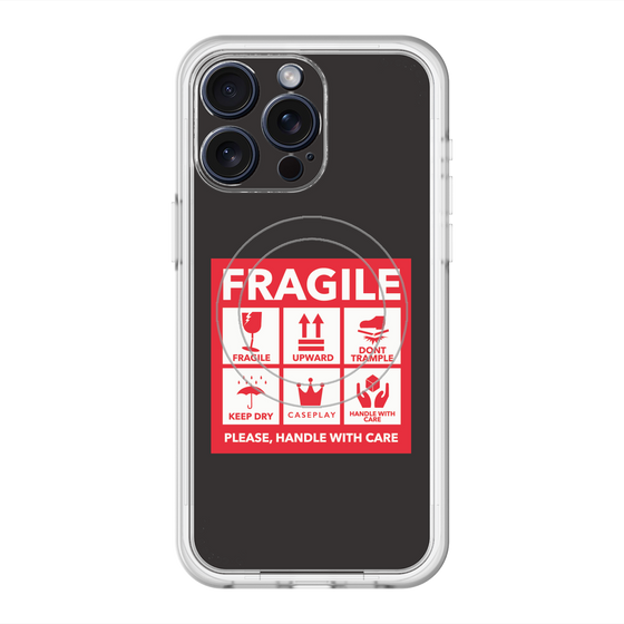 スリムプロテクションプレミアムケース with MagSafe［ FRAGILE Sticker - Black ］