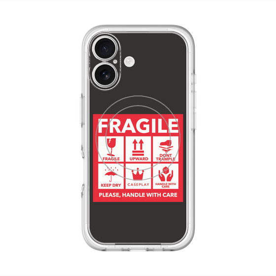 スリムプロテクションプレミアムケース with MagSafe［ FRAGILE Sticker - Black ］