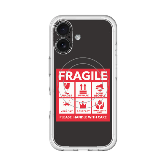 スリムプロテクションプレミアムケース with MagSafe［ FRAGILE Sticker - Black ］