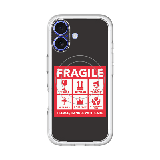 スリムプロテクションプレミアムケース with MagSafe［ FRAGILE Sticker - Black ］