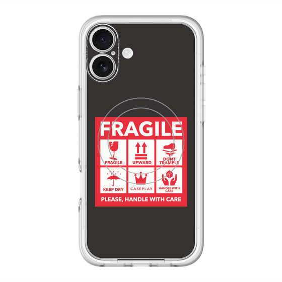 スリムプロテクションプレミアムケース with MagSafe［ FRAGILE Sticker - Black ］