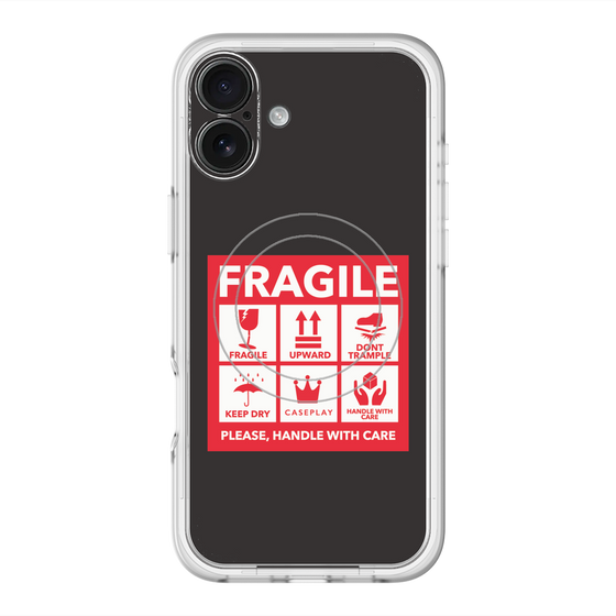 スリムプロテクションプレミアムケース with MagSafe［ FRAGILE Sticker - Black ］