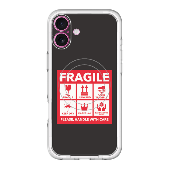 スリムプロテクションプレミアムケース with MagSafe［ FRAGILE Sticker - Black ］