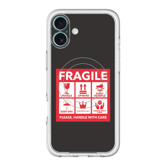 スリムプロテクションプレミアムケース with MagSafe［ FRAGILE Sticker - Black ］