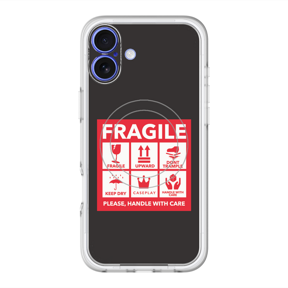 スリムプロテクションプレミアムケース with MagSafe［ FRAGILE Sticker - Black ］