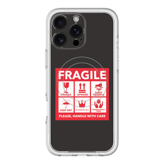 スリムプロテクションプレミアムケース with MagSafe［ FRAGILE Sticker - Black ］