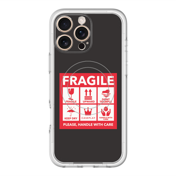 スリムプロテクションプレミアムケース with MagSafe［ FRAGILE Sticker - Black ］
