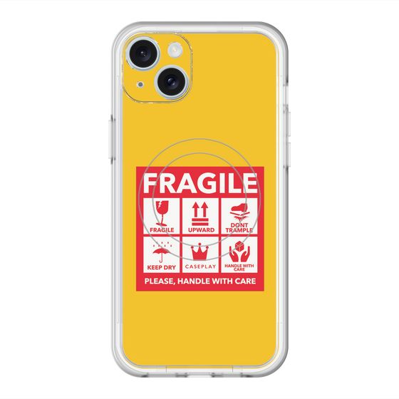 スリムプロテクションプレミアムケース with MagSafe［ FRAGILE Sticker - Yellow ］