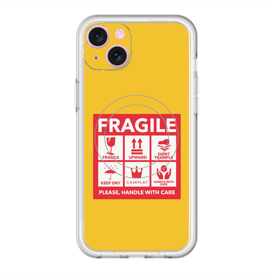 スリムプロテクションプレミアムケース with MagSafe［ FRAGILE Sticker - Yellow ］
