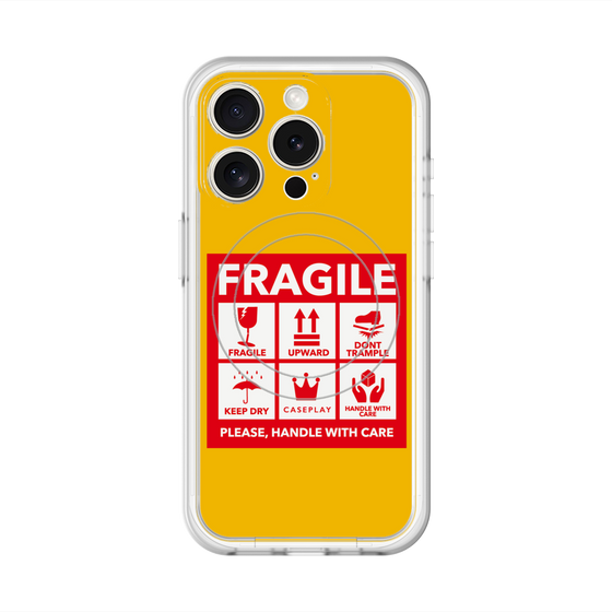 スリムプロテクションプレミアムケース with MagSafe［ FRAGILE Sticker - Yellow ］