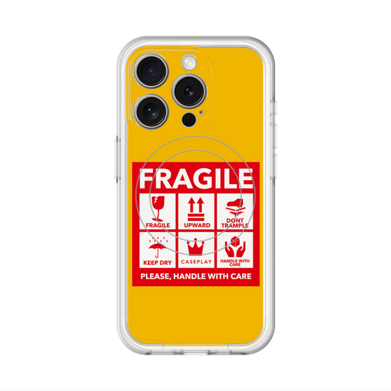 スリムプロテクションプレミアムケース with MagSafe［ FRAGILE Sticker - Yellow ］