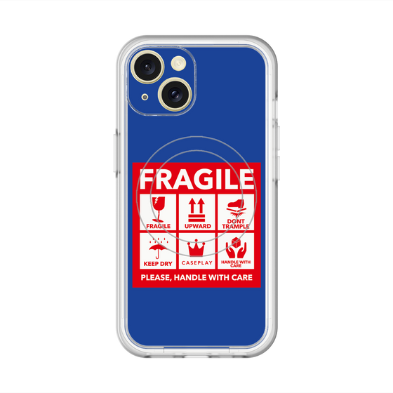 スリムプロテクションプレミアムケース with MagSafe［ FRAGILE Sticker - Blue ］