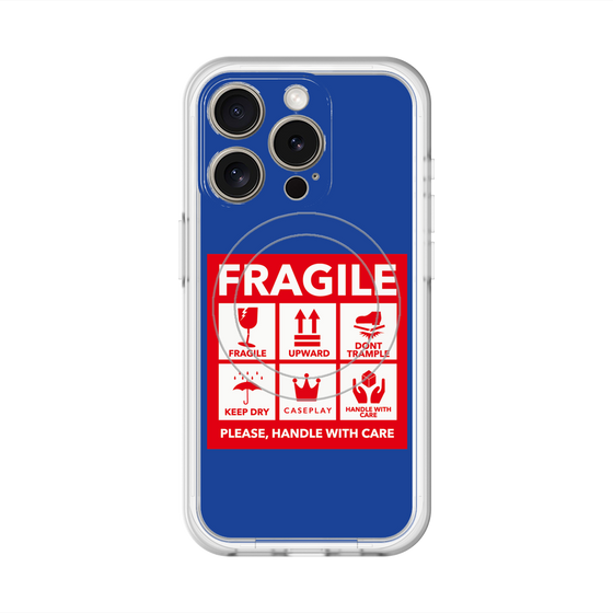 スリムプロテクションプレミアムケース with MagSafe［ FRAGILE Sticker - Blue ］