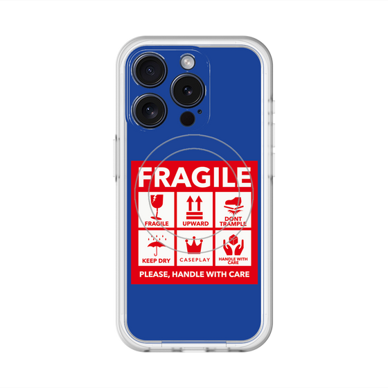 スリムプロテクションプレミアムケース with MagSafe［ FRAGILE Sticker - Blue ］