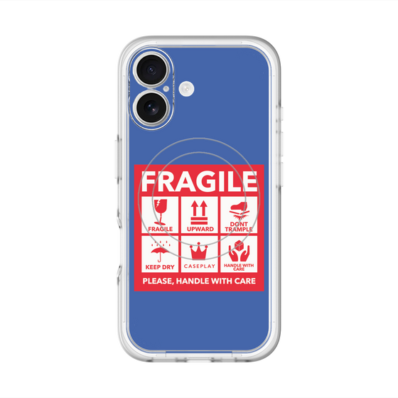 スリムプロテクションプレミアムケース with MagSafe［ FRAGILE Sticker - Blue ］