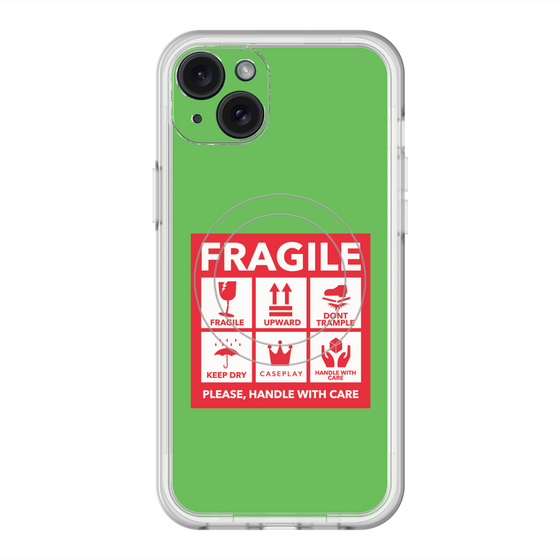 スリムプロテクションプレミアムケース with MagSafe［ FRAGILE Sticker - Green ］