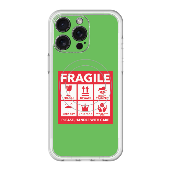 スリムプロテクションプレミアムケース with MagSafe［ FRAGILE Sticker - Green ］