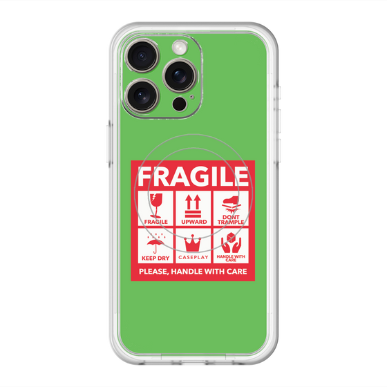 スリムプロテクションプレミアムケース with MagSafe［ FRAGILE Sticker - Green ］