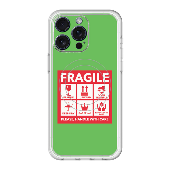 スリムプロテクションプレミアムケース with MagSafe［ FRAGILE Sticker - Green ］