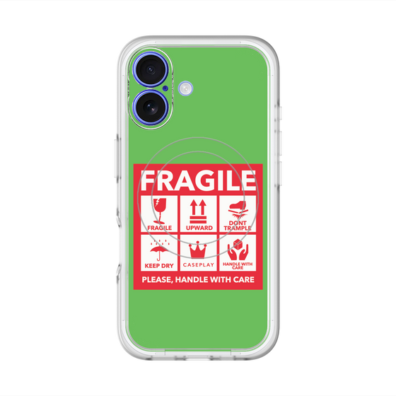 スリムプロテクションプレミアムケース with MagSafe［ FRAGILE Sticker - Green ］